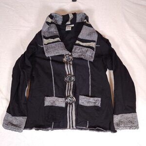 Parsley & Sage Sweater Snap up Jacket Womens Size Large Decorative Buttons